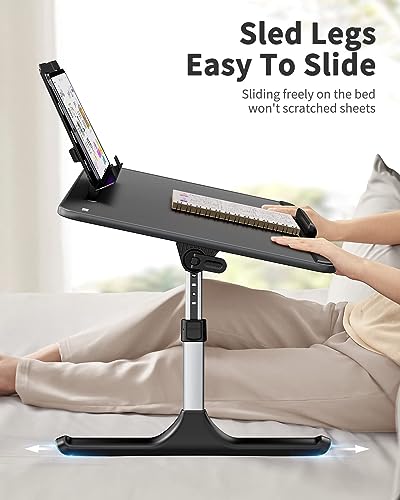 SAIJI Lap Desk for Bed, X-Large Foldable Laptop Table with Book Stand, Wrist Rest, Extra Leg Room for Sofa Couch Floor (Black) - color: Bed Desk