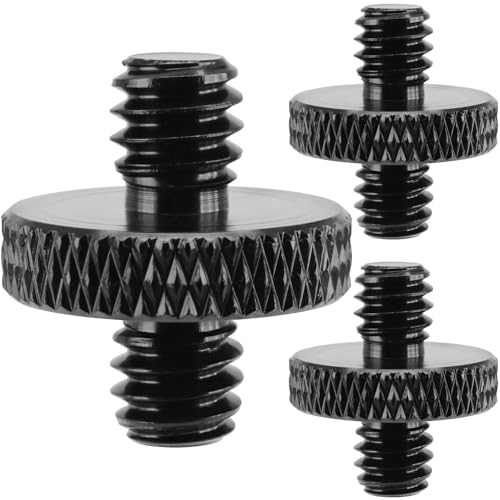 3-Pack 1/4" Male to Male Tripod Nut Connectors, Aluminum, Black - style: 1/4" male to 1/4" male
