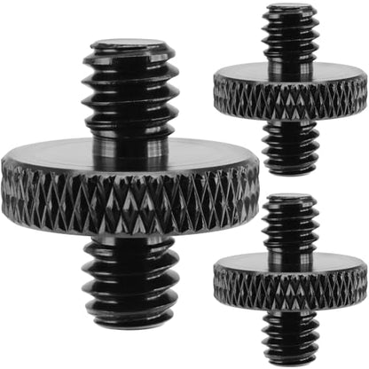 3-Pack 1/4" Male to Male Tripod Nut Connectors, Aluminum, Black - style: 1/4" male to 1/4" male
