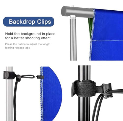 EMART Green and Blue 2-in-1 Photo Backdrop Curtain, 6 x 9 ft Photography Green Screen Background Fabric Cloth and Blue Back Drops Pack for Photoshoot Zoom Meeting Chromakey Party Birthday - color: Green&Blue, size: 6 x 9 Ft
