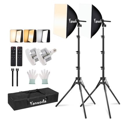 16x16'' Softbox Lighting Kit 2 Pack with 95W LED Bulbs, Remote Control, CRI97 Studio Lights for Photography Video Recording YouTube TikTok Zoom Streaming - size: 2-Pack