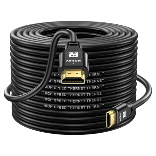 75FT Extra Long Hdmi Cable, 4K@60Hz, Built-in Signal Booster, Hdmi 2.0 Cord with Gold-Plated Connectors, Aluminum Shell, for Office Installations, Events, Exhibitions, Stage Displays (Black) - size: 75FT