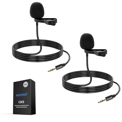NEEWER 2 Pack Lavalier Lapel Microphone Compatible with DJI Wireless Mic Transmitters Rode Wireless GO II 2, Omnidirectional Condenser Wired Clip On Lav Mics for Stage YouTube Live Streaming, CM5 - style: CM5(2-Pack)w/3.5mm TRS Plug
