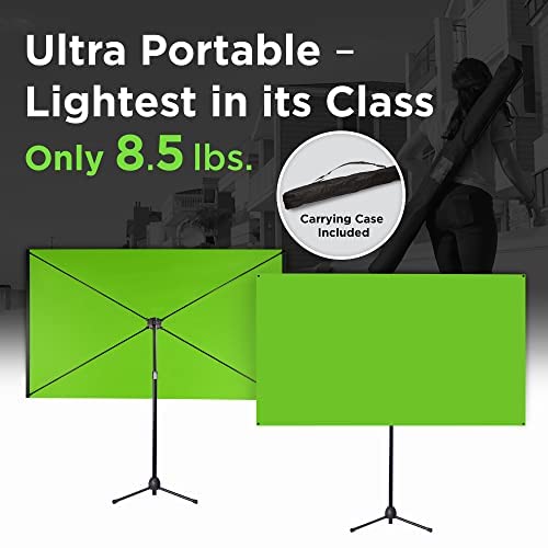 Valera 90in Green Screen Backdrop with Stand for Streaming, Ultra Portable 2 Min Setup, Portrait & Landscape, Tripod & Wall Mount, for Tiktok Zoom Video Meetings & More, +1k Free Backgrounds Included - size: 90 Inch