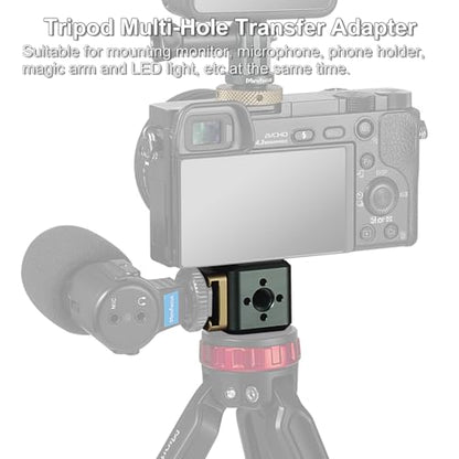 MINIFOCUS Multi-Hole Screws Adapter with Cold Shoe Mounts, Aluminum Thread Mounting Post/Block with 1/4'' & 3/8'' Thread Hole and Arri-locating Hole for Tripod, Magic Arm, Microphone, Camera Cage