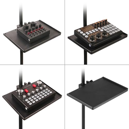 Mic Sound Card Holder For Microphone Stand Tray Clamp-On Mic Rack Tray Height Adjustable With O-Rings Clamps Desktop Speaker Stand