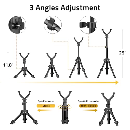 CVLIFE Shooting Rest Tripod - Adjustable Height, 360 Degree Rotation, V Yoke Stand - Portable Rifle Rest for Target Shooting, Hunting and Outdoor Activities - size: 11.8-25"