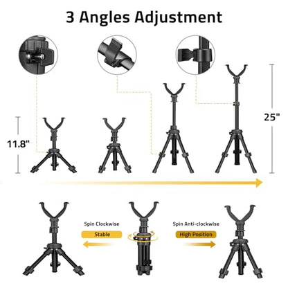 CVLIFE Shooting Rest Tripod - Adjustable Height, 360 Degree Rotation, V Yoke Stand - Portable Rifle Rest for Target Shooting, Hunting and Outdoor Activities - size: 11.8-25"