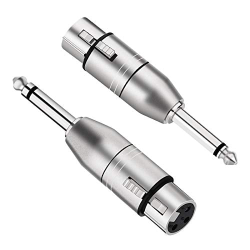 Tisino XLR Female to 1/4" TS Mono Adapter, Unbalanced Female XLR to Quarter Inch 6.35mm Male Adapters - 2 Pack - color: XLRF to 1/4" TS