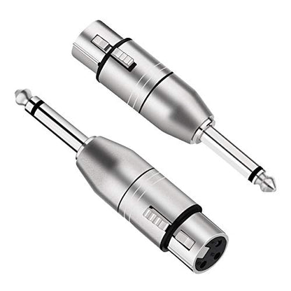 Tisino XLR Female to 1/4" TS Mono Adapter, Unbalanced Female XLR to Quarter Inch 6.35mm Male Adapters - 2 Pack - color: XLRF to 1/4" TS