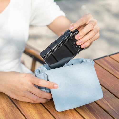 KIWIFOTOS PU Camera Case for Ricoh GR IV GR III SONY RX100 VI SX740 | without Strap,magnetic closure,faux suede lining,dual-layer protection,anti-scratche Travel camera case - color: PU Camera Case Blue