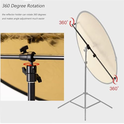 Extendable Reflector Holder Arm, Photo Telescopic 27.9" to 47.2" Boom Arm 360° Swivel Reflector Bracket for Product Portrait Studio Outdoor Photography - style: Reflector Holder