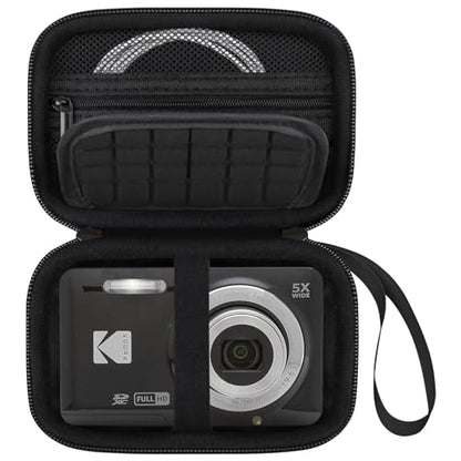 Elonbo Camera Carrying Case for KODAK PIXPRO FZ55 / FZ53 / FZ45 / FZ43 16MP Digital Camera, Vlogging Camera Storage Holder Travel Bag, Mesh Bag Fits Batteries, Cable, Memory Card, Card Reader, Black - color: Black+Inside Black
