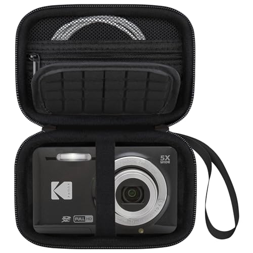 Elonbo Camera Carrying Case for KODAK PIXPRO FZ55 / FZ53 / FZ45 / FZ43 16MP Digital Camera, Vlogging Camera Storage Holder Travel Bag, Mesh Bag Fits Batteries, Cable, Memory Card, Card Reader, Black - color: Black+Inside Black