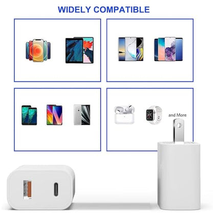 4 Pack USB C Charger Block,20W USB-C & USB-A Port Charger，for i Phone 17/16/15/14/13/12/11/X/8, i Pad and More (5p White) - color: 5p white