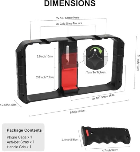 Adjustable Smartphone and PC Tablet Stabilizers and Mount with Cold Shoe for Film Maker Video Grapher Compatible with iPhone 17/1615/14/13/12/ Pro Max and Android