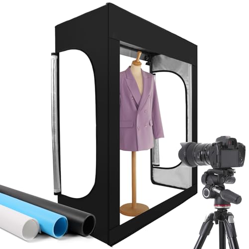 Photo Light Box, Portable 47"x20"x55" Photo Studio Light Box, Shooting Tent Kit with 576 Light Beads and 3 Color Backdrops. Large Lightbox with 6 Stepless Dimming Light Boards for Photography - size: 47" x 20" x 55"