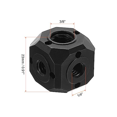 PATIKIL Universal 1/4" 3/8" Screw Hole Tripod Adapter, Magic Cubic Mount Cube Bracket for Microphone Photography Equipment Accessories, Black