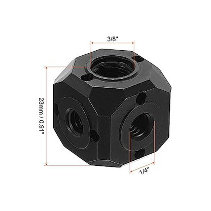 PATIKIL Universal 1/4" 3/8" Screw Hole Tripod Adapter, Magic Cubic Mount Cube Bracket for Microphone Photography Equipment Accessories, Black