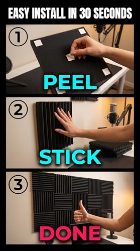 96 Pack Black/BLUE 12 "X 12 "X1" Acoustic Panels Studio Soundproofing Foam Wedge Tiles(Accompanied By Double-Sided Adhesive Tape) - color: Black/BLUE
