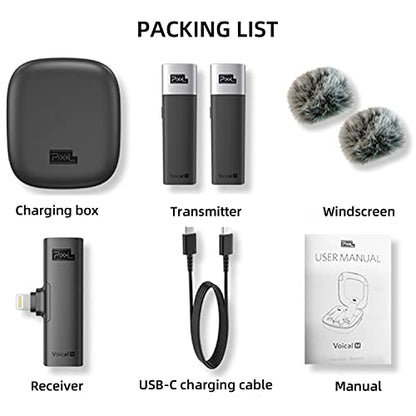 PIXEL Wireless Lavalier Microphone for iPhone iPad, MFi (Made for iOS) Certified Wireless Clip-on Mic Wireless Microphone System with 1 Receiver & 2 Transmitters for Vlog, Interview, Live Broadcast - size: Voical M Lightning for iPhone