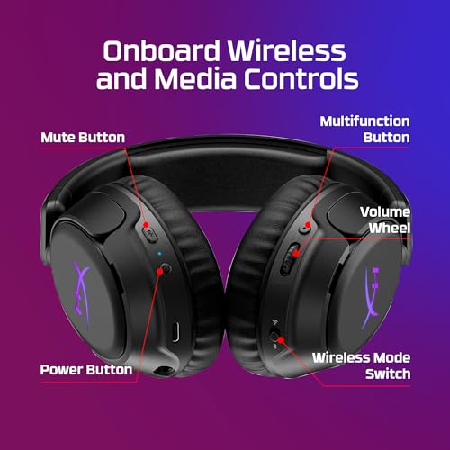 HyperX Cloud Flight 2 – Wireless Gaming Headset, Customizable RGB Lighting with Removable Earcup Plates, up to 100 Hours of Battery Life, 2.4GHz & Bluetooth, Multi-Platform Compatibility - White - color: White