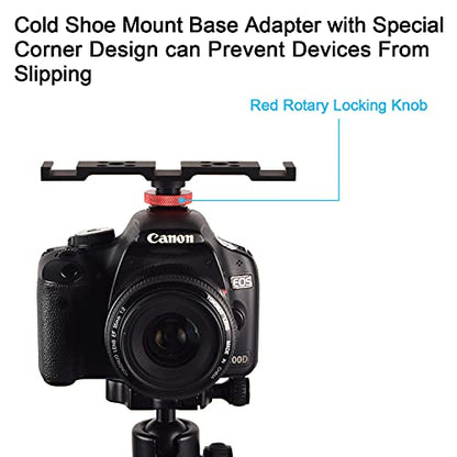 Fotoconic Hot Shoe Extension Bar Mount, Triple Cold Shoe Extension Flash Bracket, Compatible with Nikon Canon Sony Olympus DSLR Camera, Microphone, Led Video Light, Camcorder DV