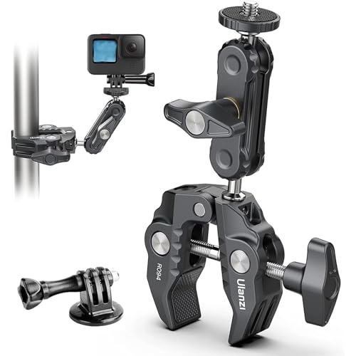 ULANZI Super Clamp Camera Clamp Mount Monitor 360° Ballhead Magic Arm Double Ball Head Adapter with 1/4"-20 & 3/8"-16 Thread for Canon Nikon DSLR Camera/Gopro/LED Lights/Ronin-M/Ronin MX/Freefly MOVI - size: Gopro Adapter Kit