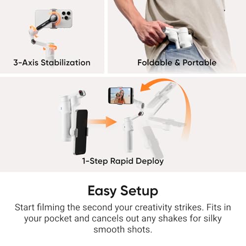 Insta360 Flow 2 Pro Vlog Bundle Grey - Foldable AI Phone Gimbal, Track in 200+ Apps with Apple DockKit, 360º Pan Tracking, Built-in Tripod/Selfie Stick, Remote Control, Spotlight/Backpack Mount - color: Stone Grey - Vlog Bundle
