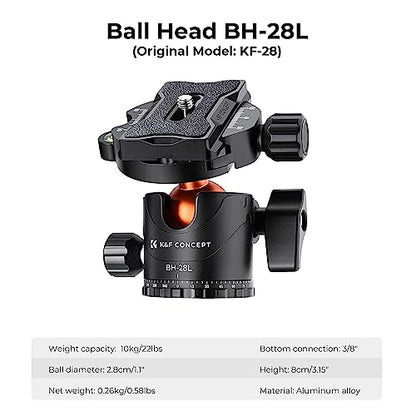 K&F CONCEPT 90''/230cm Ultra High Camera Tripod T254A7+BH-28L | Horizontal Overhead Shooting, Metal Ball Head, 10KG Load Capacity, Detachable Monopod, Flexible Travel Tripods - size: T254A7+BH-28L