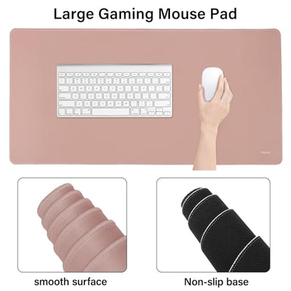 MOSISO Keyboard Mouse Pad Set, Large Gaming Mouse Pad&Rectangular Keyboard Wrist Rest&Mousepad with Wrist Rest&Coaster, Ergonomic Non-Slip&Easy Typing Pad with Curved Silicone Lining, Salmon Pink - color: Salmon Pink