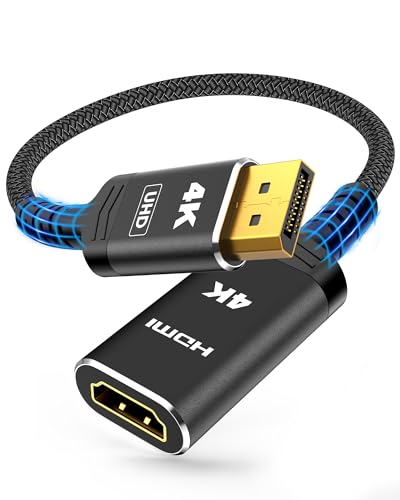 Highwings 4K DisplayPort to HDMI Adapter, Uni-Directional DP to HDMI Adapter Converter Cable Male to Female, HDMI Abapter Compatible with Laptop Desktop HDTV Monitor Projector, Black, Passive - color: Black, style: 4K 30Hz-1 Pack