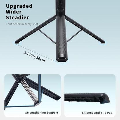 74" Selfie Stick Phone Tripod for iPhone Android Pockte3/4 Insta360 Camera | Extendable Cell Phone Tripod w Wireless Remote, 360° Rotatable Portable Travel Tripod Stand for Video Recording & Vlogging - size: 74"