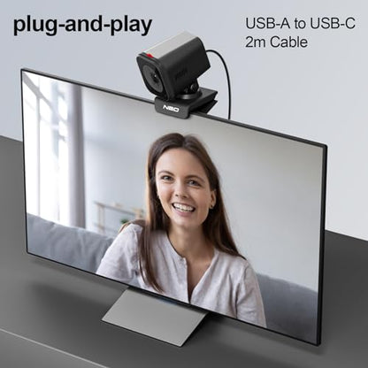 NBD 2K Webcam for PC & Laptop, Autofocus Computer Camera with Remote Control, 2 AI-Noise Canceling Microphones, Stereo Mics, Adjustable Field of View, Low-Light Correction, Built-in Privacy Cover W100