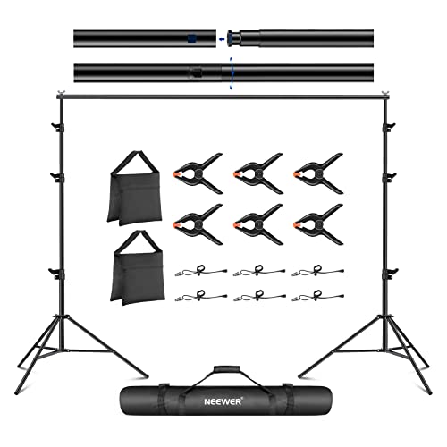 NEEWER 8.5x10ft Adjustable Backdrop Stand Kit, Photography Background Support System with 4 Crossbars, 6 Spring Clamps, 6 Backdrop Clips, 2 Sandbags, and Carrying Bag for Photo Video Party Ceremony - size: 10ft x 8.5ft
