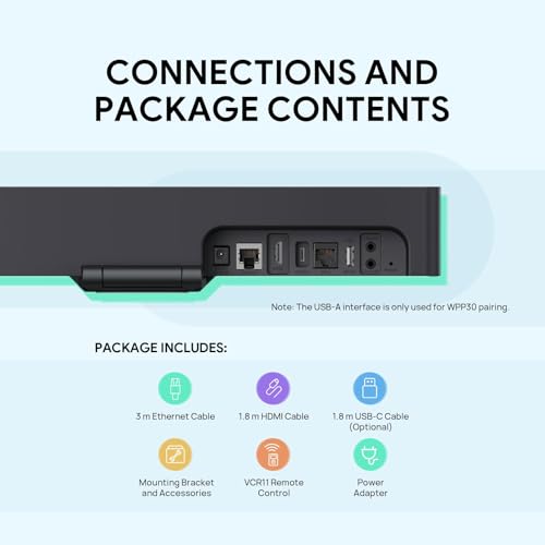 Yealink MeetingBar A10 4K Video Conference Room System with 120 Wide Angle Camera AI Auto Framing Conference Webcam with 8 Mics Arrays Speaker Tracking Noise Cancellation Teams Zoom Certified - size: A10-010