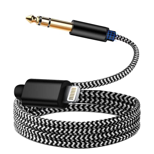 [MFi Certified] Lightn ing to 1/4" TRS Audio Stereo Cable,10FT Lightni ng to 6.35mm 1/4 Male Aux Audio Cord Compatible with i-Phone 14/13/12/11Pro,for Amplifier,Mixer,Speaker ect [NOT for Recording] - size: 10FT