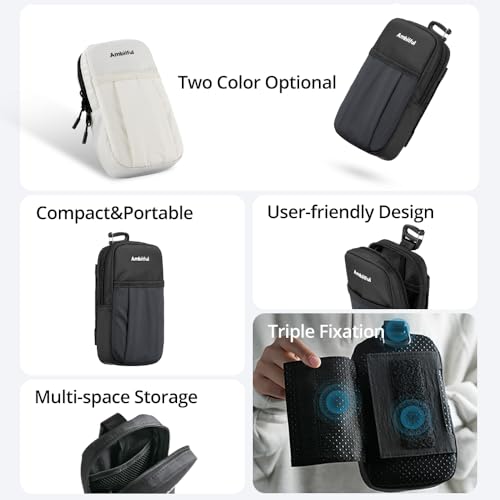 AMBITFUL Compact Sports Camera Bag, Shoulder Strap Storage Case, 3.94 x 1.57 x 7.09 inches, Compatible with Phones, Compact Cameras, Power Banks, Headphones, Black (Hang U1) (Black) - color: Black