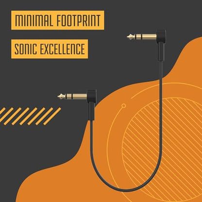 Rock Stock 1/4" Stereo TRS Flat Patch Cables - 36" Ultra-Thin, Right Angle, Low Profile, Gold Plated, Braided Shielding - Maximize Pedalboard Space, Eliminate Noise, Connect Guitar Effects Pedals - size: 36 Inches (3 Ft)