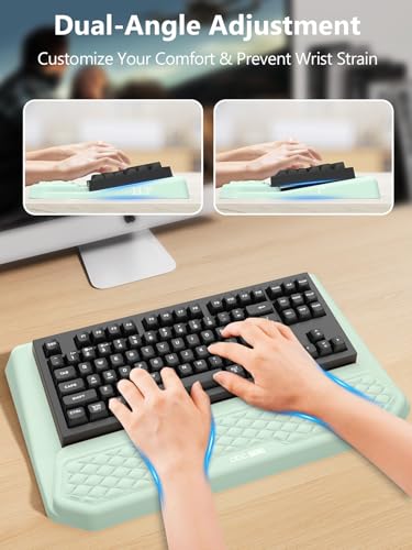 2-in-1 Ergonomic Keyboard Stand with Wrist Rest, Comfy Keyboard Riser Holder with Massage Design, Light Green - color: Light Green