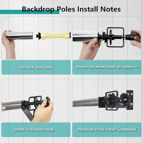 MagicLine Photography Backdrop 1 Roller Support System, 10ft/3m Stainless Steel Crossbars Manual Backdrop Stand,Wall/Ceiling/Light Stand Mount Background Holder for Home & Studio (Stability)