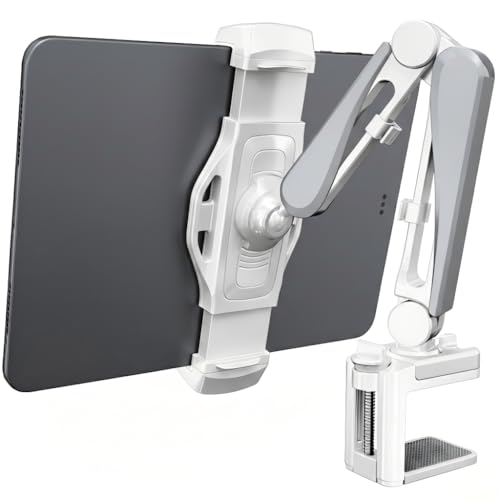 ergounion Aluminum Tablet Stand, Adjustable iPad Mount with 360° Rotate, Tablet Holder for Desk/Headboard for Recording/Filming, Fits 4-13" Phones and Tablets