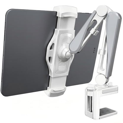 ergounion Aluminum Tablet Stand, Adjustable iPad Mount with 360° Rotate, Tablet Holder for Desk/Headboard for Recording/Filming, Fits 4-13" Phones and Tablets