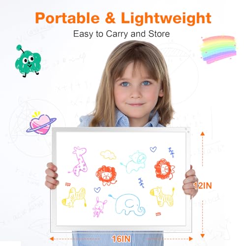 Desktop Whiteboard 16x12 Stand, Double Sided Dry Erase Board Kids | Portable with Handle, Foldable Aluminum Stand, 360° Angle, 8 Markers 4 Magnets 1 Eraser, Smooth Magnetic Surface - size: 16*12white