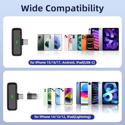 NPTCL Wireless Lavalier Lapel Microphone for iPhone iPad Android Phone | LED Digital Charge Display, Noise Reduction, 24 Hours Charging Case, 70Ft Cordless Recording for Youtube Tiktok Podcast