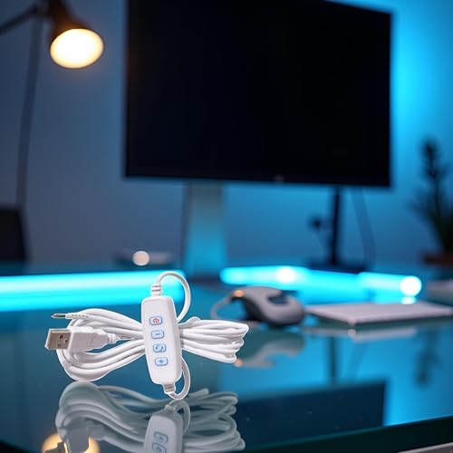 1 Pcs White DC5V USB LED Dimmer Extension Cable with On/Off Switch Adapter LED Dimming Controller for LED Light Bulb Lamps USB-Port Power Cable for Led Light Bulb Lamps
