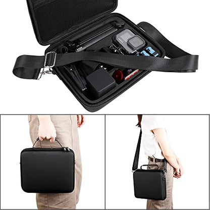 Hard Case for GoPro Hero 13/12/11/10/9/8/7/2018/6/5 Blcak/4 Silvery/Mission 1 Pro Action Camera, Accessories Carrying Storage Shoulder Bag With Strap for DJI Osmo Action 6/5/4/3 Insta360 Ace Pro 2