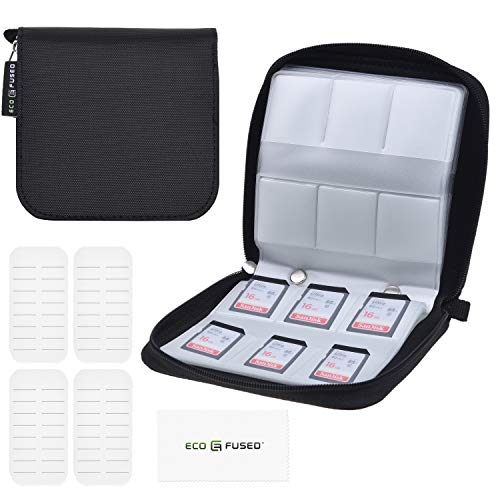Eco-Fused Memory Card Case - Fits up to 44x SD, SDHC, Micro SD, Mini SD and 4X CF - Holder with 44 Slots - color: Black / 44 slots - 1 pack