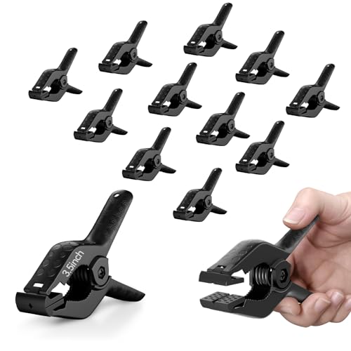 EMART 12 Pack Heavy Duty Spring Clamps 3.5 Inch Professional Plastic Backdrop Clips for Photography Studio, Background Stand, Woodworking, Crafts, Tarp-Black - color: Black, size: 3.5inch