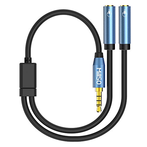 MillSO Headset Splitter for 2 TRRS Headphones or Mics - 3.5mm Jack Adapter TRRS 4-Pole Splitter Male to 2 Dual Female Adapter - size: 1 Feet - Standard